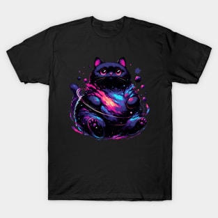 Kawaii Cosmic Cat in Stars T-Shirt